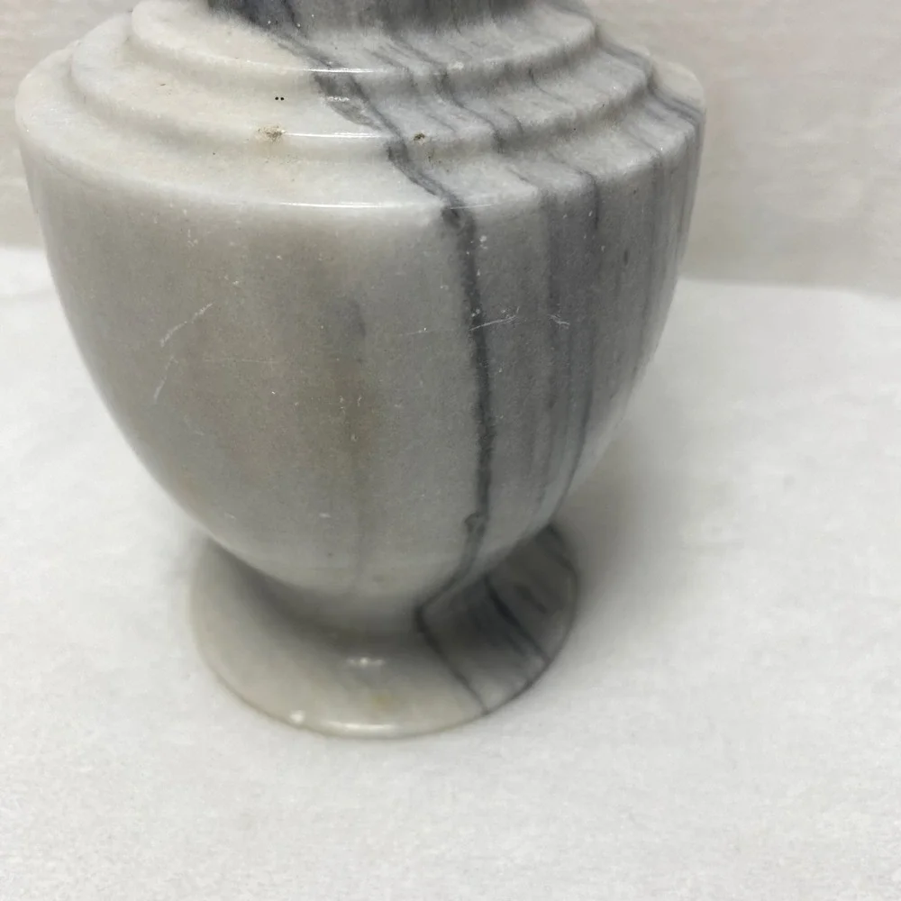 Marble Vase Stone Carved Floral Swirl Design Decorative Tabletop‎ Accent *SEE*